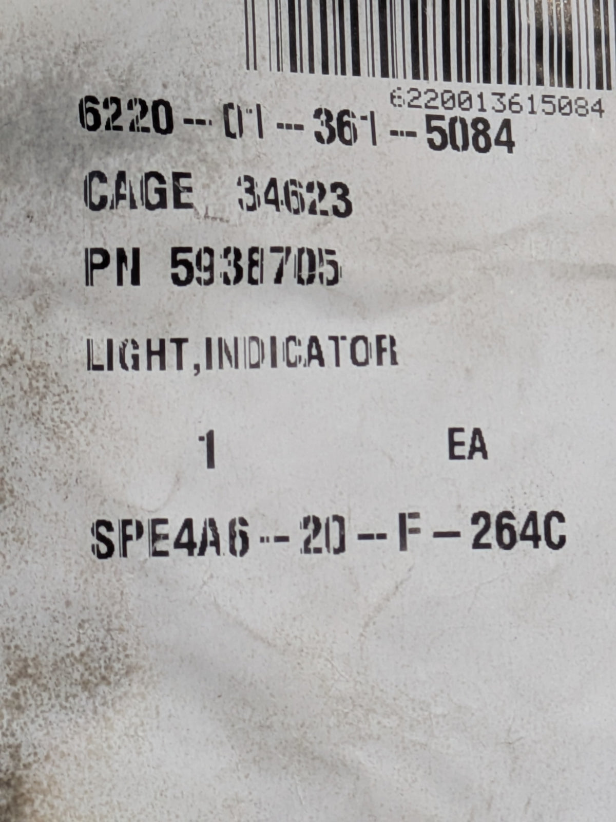 AM General LLC 5938705 Indicator Light - NSN 6220-01-361-5084 - inventory label