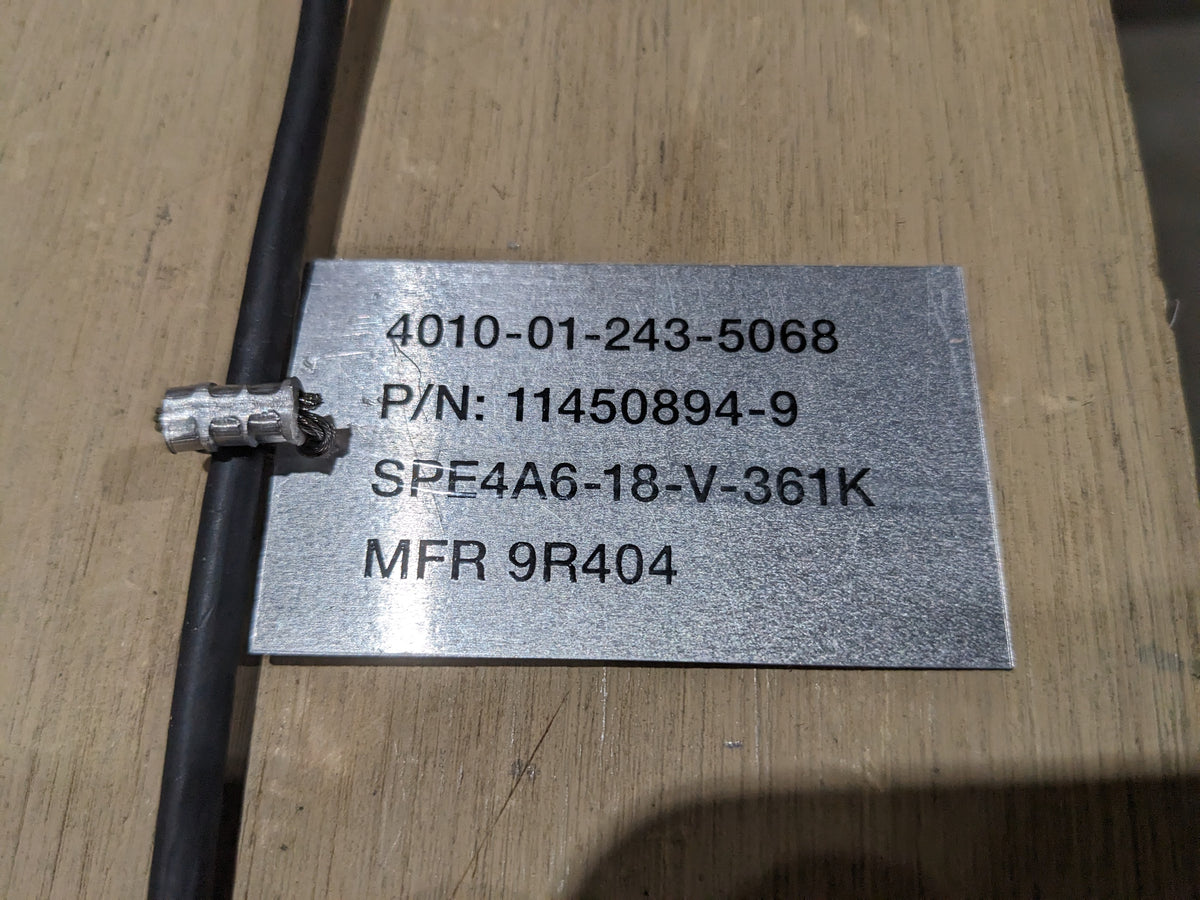 US Army Aviation and Missile Command 11450894-9 Wire Rope Assembly - NSN 4010-01-243-5068 - inventory label