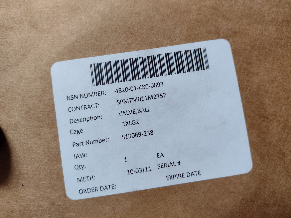 Electric Boat Corporation 264377301-60 Packing Retainer - NSN 5330-01-480-0893 - inventory label