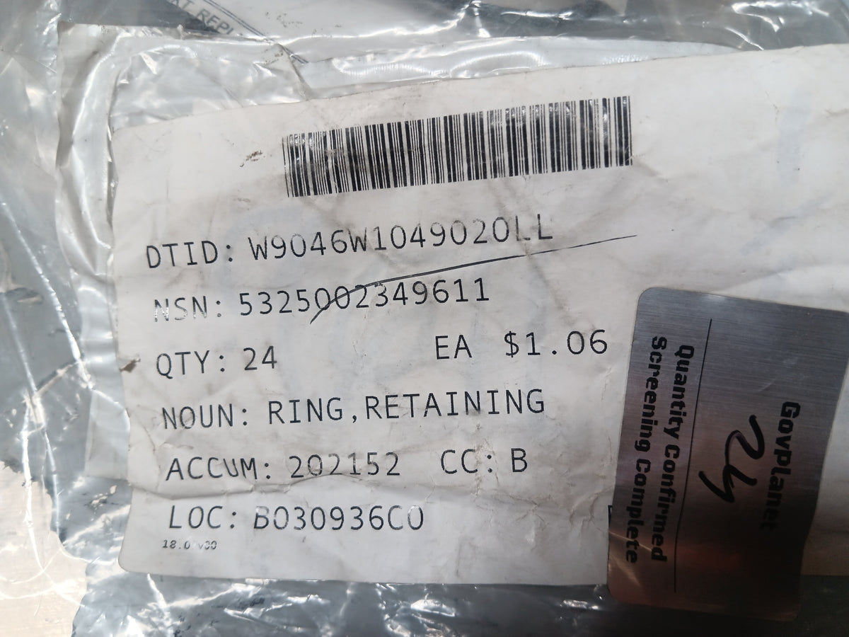 Spirolox RS343 Retaining Ring - NSN 5325-00-234-9611 - inventory label