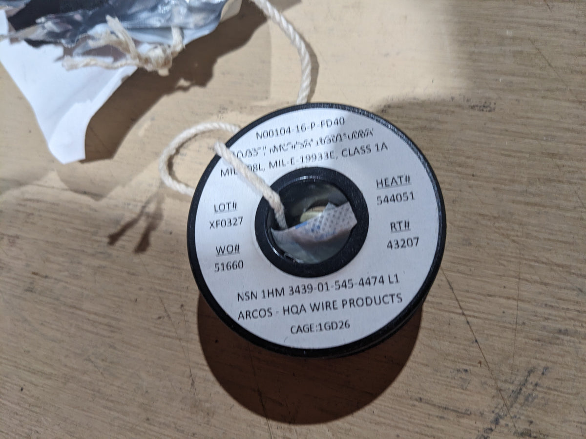 NAVAL INVENTORY CONTROL POINT M19933TMIL308LC1A-0.035L1 Bare Weld Spool - NSN 3439-01-545-4474 - inventory label