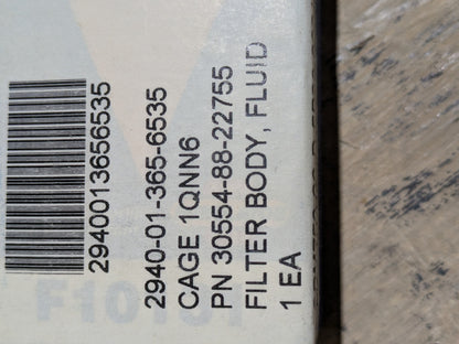 Baldwin Filters GF27 Fluid Filter Body - NSN 2940-01-365-6535 - inventory label