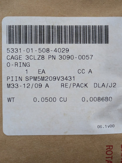 Victor Equipment Co 0390-0057 O-Ring - NSN 5331-01-508-4029 - inventory label