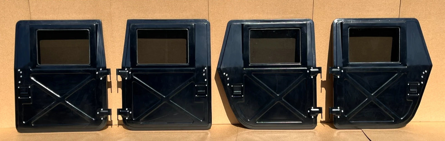 NEW STEEL HUMVEE HMMWV HUMMER H1 M998 X DOOR SET M1114 M1123 ETC FITS ALL HMMWV