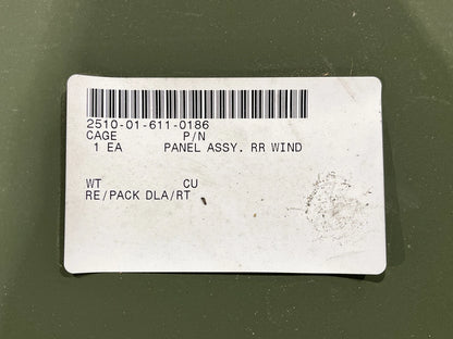 M1100 SERIES HMMWV OEM AMG REAR WINDOW CLOSEOUT PANEL 6020180 / 2510-01-611-0186