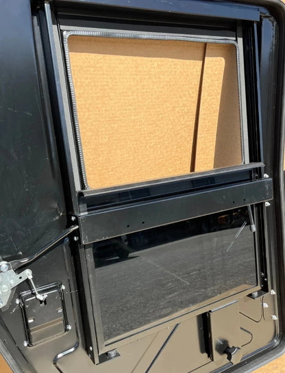 NEW BLACK METAL HMMWV HUMVEE DRIVER AND PASSENGER REAR DOOR LH & RH X DOOR SET 2510-01-257-3904 / 2510-01-254-1501