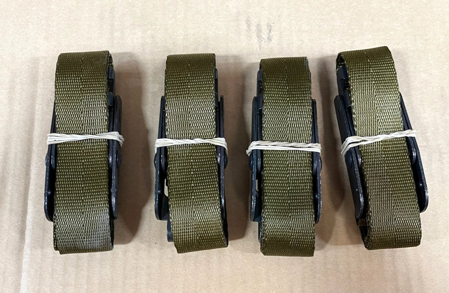 (4) M998 HMMWV HUMVEE STRAP OD GREEN WEBBING STRAP, WEBBING STORAGE RACK MILITARY STRAP