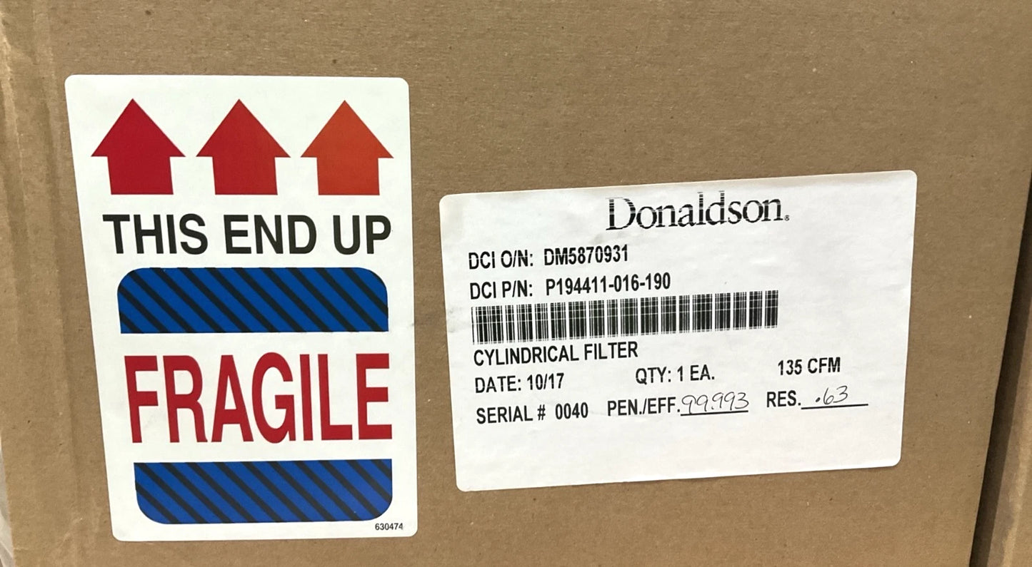 NEW DONALDSON P19-4411-016-190 CYLINDRICAL HEPA FILTER 99.97% FILTRATION 4330-01-418-0039