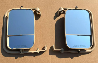 NEW TAN HMMWV MIRROR ASSY SET, PAIR Humvee H1 HUMMER, M998 (12342129 / 12342130)