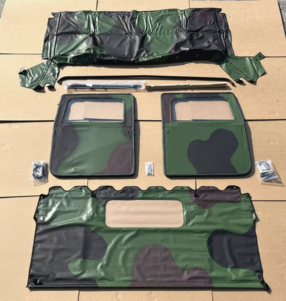 M998 HMMWV HUMVEE 2 MAN CAMO SOFT TOP KIT 2 DOOR SET CURTAIN BOW RAIL HARDWARE