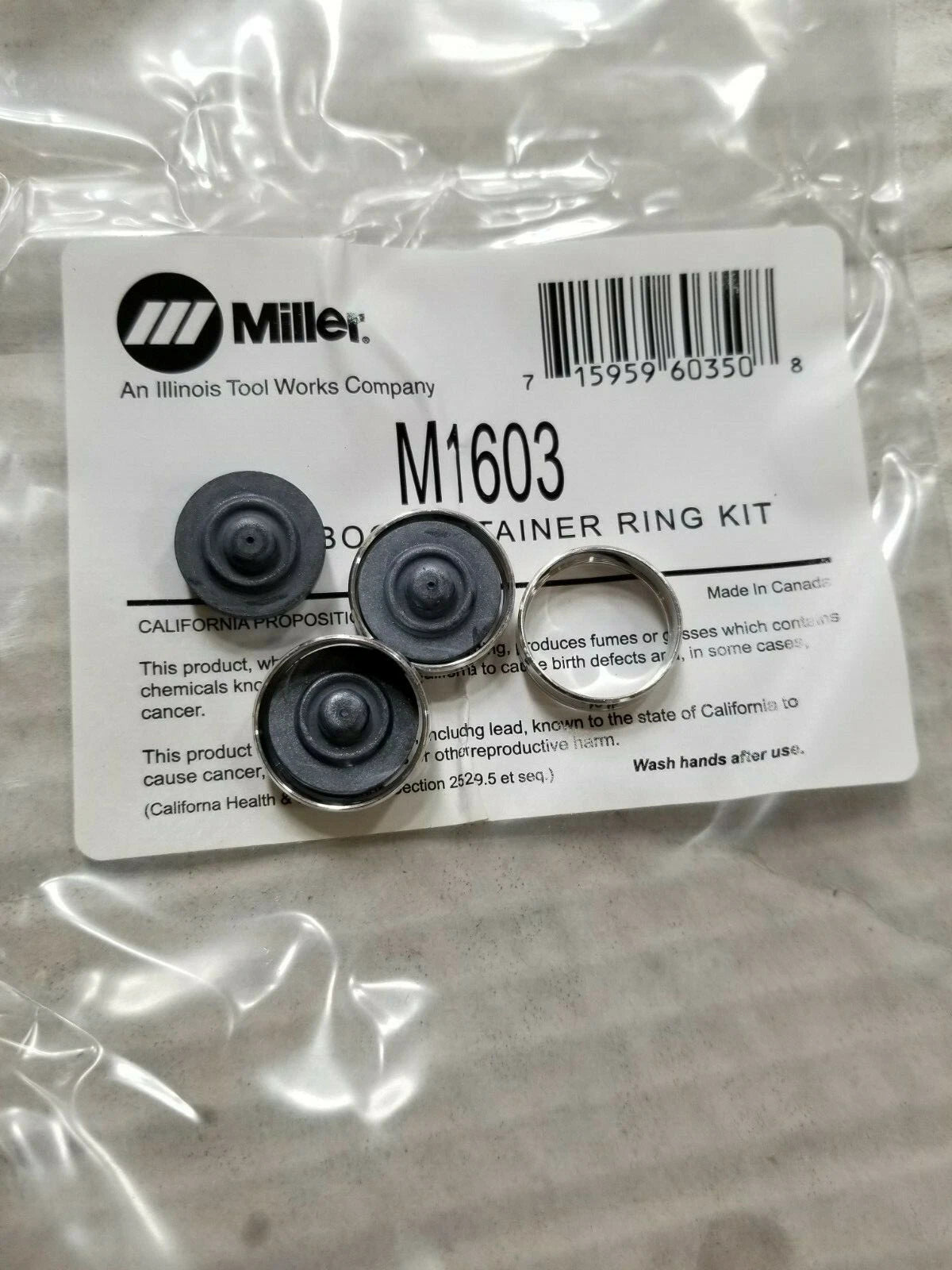MILLER M1603 KIT, INCLUDES 3-VALVE BOOT 3-RETAINER RING (REPLACES 058262)