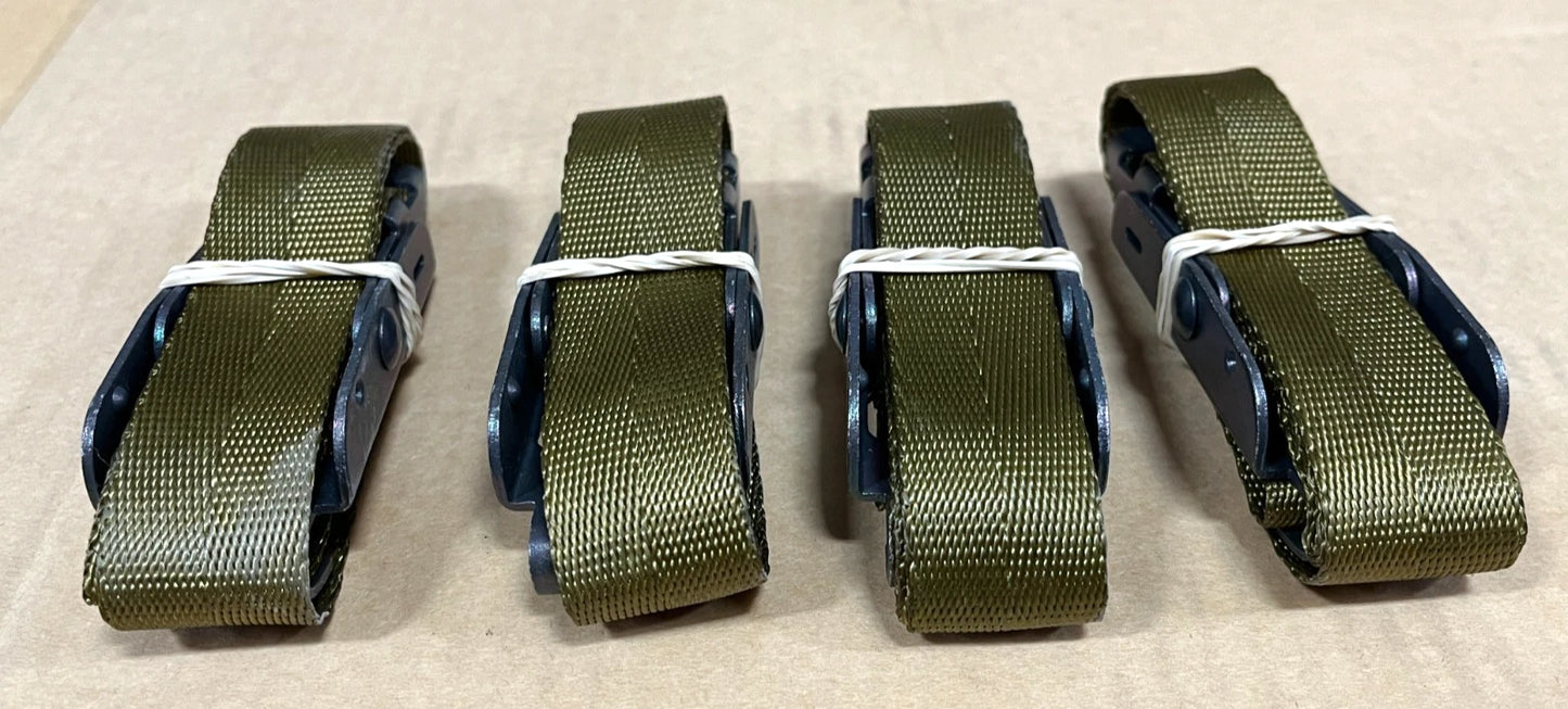 (4) M998 HMMWV HUMVEE STRAP OD GREEN WEBBING STRAP, WEBBING STORAGE RACK MILITARY STRAP