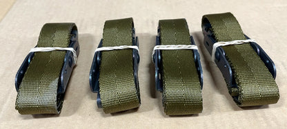 (4) M998 HMMWV HUMVEE STRAP OD GREEN WEBBING STRAP, WEBBING STORAGE RACK MILITARY STRAP