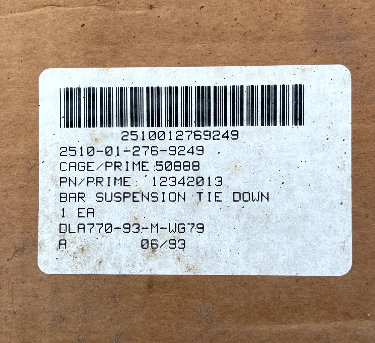 NOS HUMVEE HMMWV M998 SUSPENSION TIE DOWN BAR 12342013 5598373 2510-01-276-9249