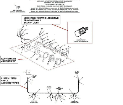 MILITARY HMMWV TRUCK GROTE 12339712 6220-01-216-5285 BACKUP LIGHT KIT