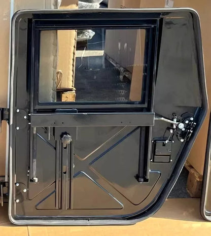 NEW BLACK METAL HMMWV HUMVEE DRIVER AND PASSENGER REAR DOOR LH & RH X DOOR SET 2510-01-257-3904 / 2510-01-254-1501