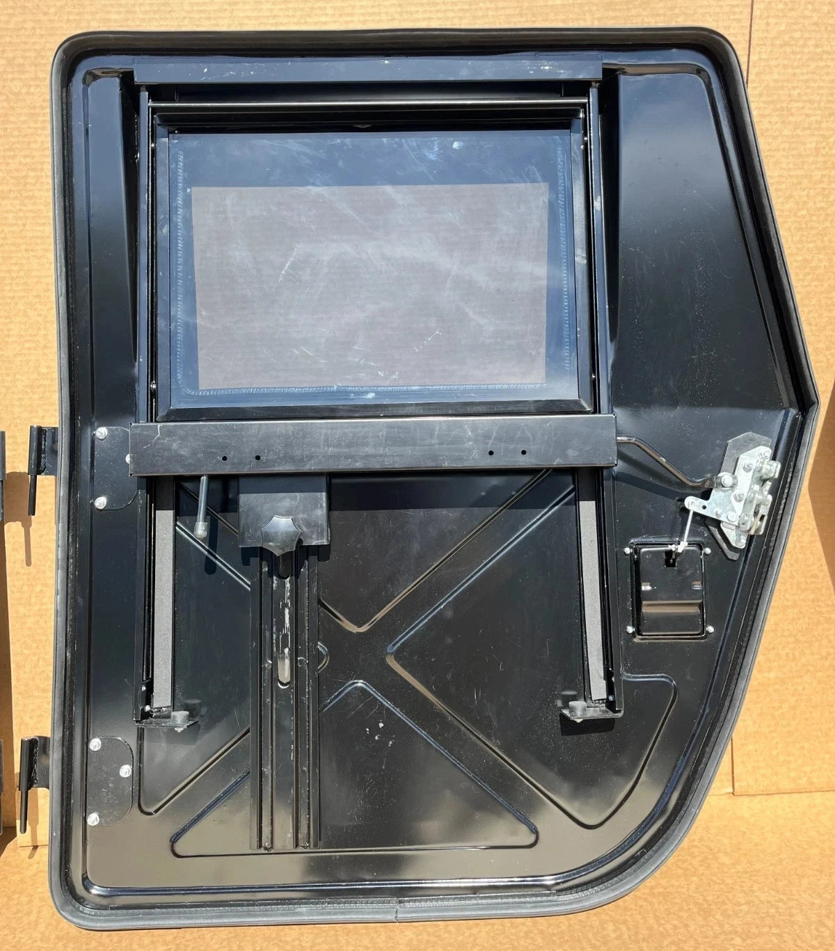 NEW BLACK METAL HMMWV HUMVEE DRIVER AND PASSENGER REAR DOOR LH & RH X DOOR SET 2510-01-257-3904 / 2510-01-254-1501