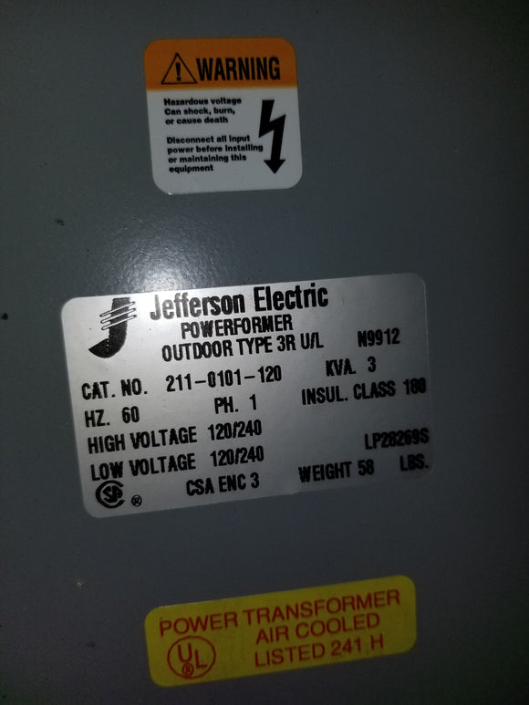 Jefferson electric Power Transformer 5950-01-154-9591	 211-101-120	 9T51B0033G02
