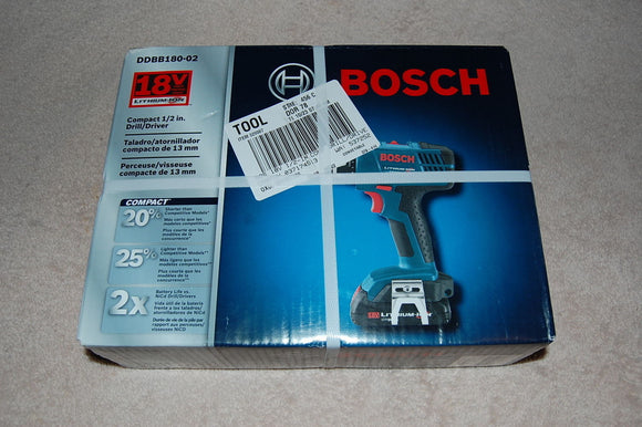 NEW Bosch 18-Volt 1/2-in Cordless Lithium ion Compact Drill/Driver - DDBB180-02
