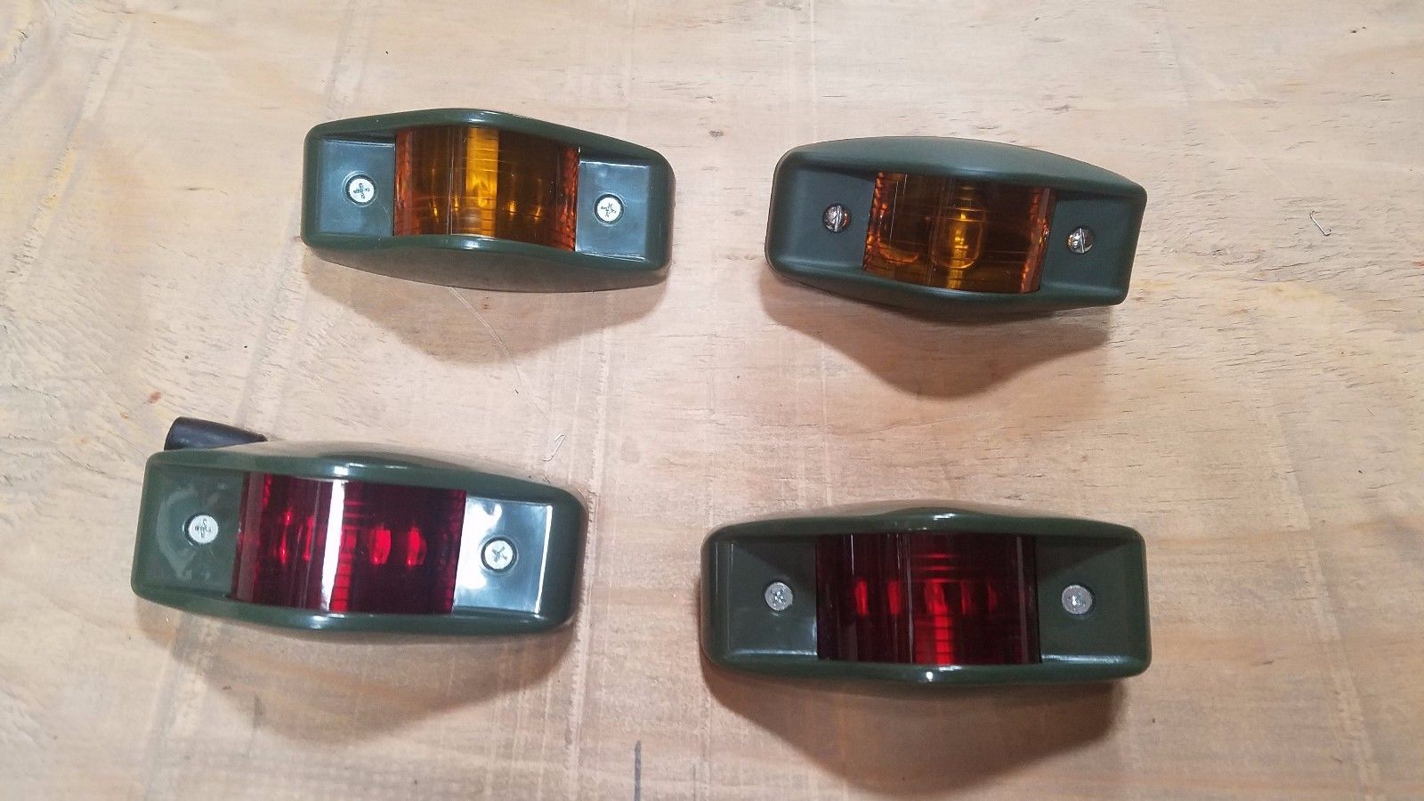 HMMWV Humvee LED Side Marker Light Kit (4) 24V Military Green For M35A2 LMTV