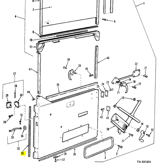 M35A2 5 TON M809 M939 Door Vertical Hinge Side Weather Seal, 7373291