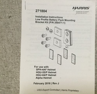 Harris 268471-1 Low Profile Battery Pack Mounting Bracket Kits 5340-01-439-8992 HELMET