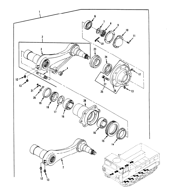 M113 M548 APC Road Wheel Arm Assembly Pivot Track Suspension 2530-01-062-5598