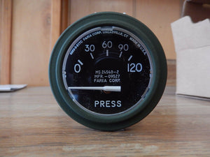 Oil Pressure Gauge 0-120 PSI, MS24540-2 MILITARY PRESSURE GAUGE 6620-00-115-9042